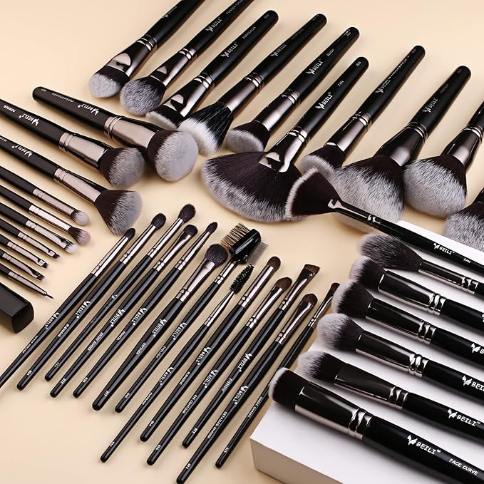 BEILI Makeup Brushes 40Pcs Professional Makeup Brush Set Premium Synthetic Kabuki Foundation Blending Face Powder Blush Concealers Eye Shadows Make Up Brushes Kit