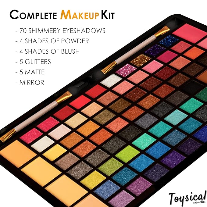 Toysical All In One Makeup Kit in Leather Case - Eye Shadow Palette Makeup for Girls, Teens and Women, Highly Pigmented - 88 Colors Eyeshadow Palette - Make Up Set for Beginners or Pros