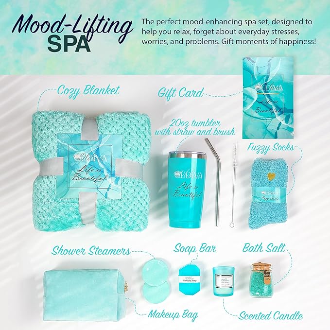 11 Pcs Spa Gift Basket for Women – Luxury Bath Set with Shower Steamers, Water Tumbler, Fuzzy Socks & More – Relaxing Pamper Kit for Birthday, Mother’s Day & Self Care Gifts
