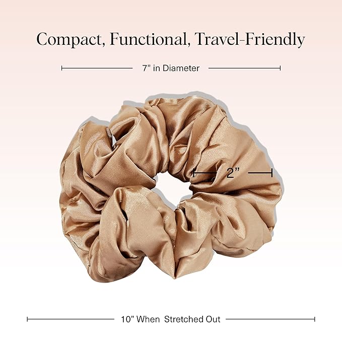 Kitsch Satin Scrunchies for Women - No Crease Hair Ties for Girls | Big Scrunchies For Women with All Hair Types and Textures, Perfect for Day or Night - 2 Pcs, Charcoal and Gold