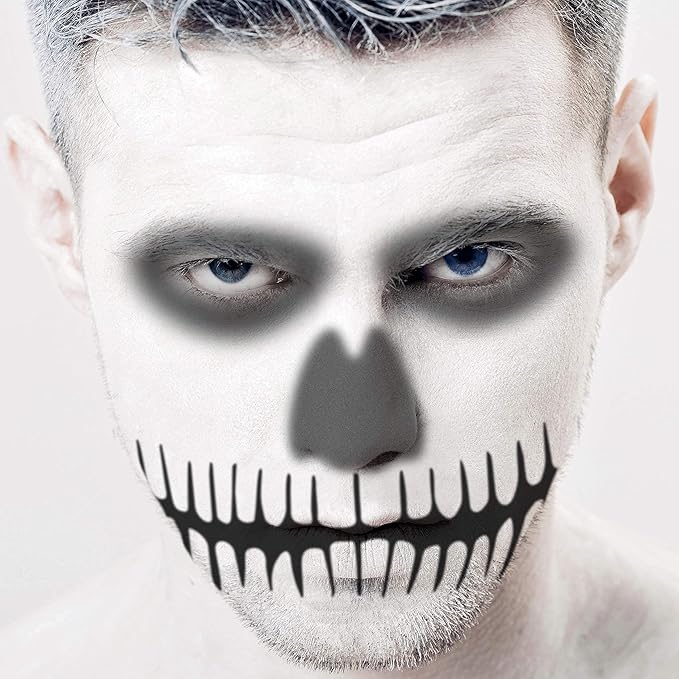 Stencil1FX - Skull Mouth Eye Makeup Stencil for Costumes, Dress Up, Halloween, Cosplay, Arts, Face Painting