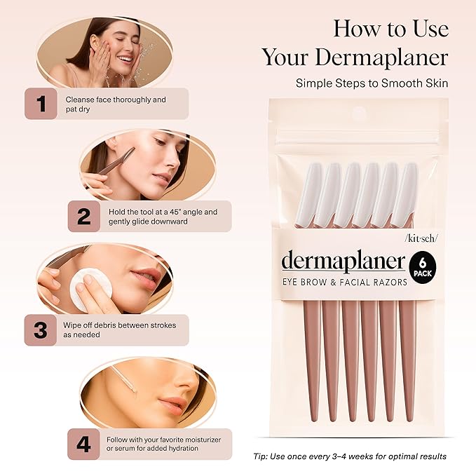 Kitsch Dermaplane Razor for Women Face – Face Razors for Women & Men, Eyebrow Trimmer & Face Shaver – Exfoliating Facial Razor & Skin Care Tool for Smoother Skin - Terracotta, 6 pcs