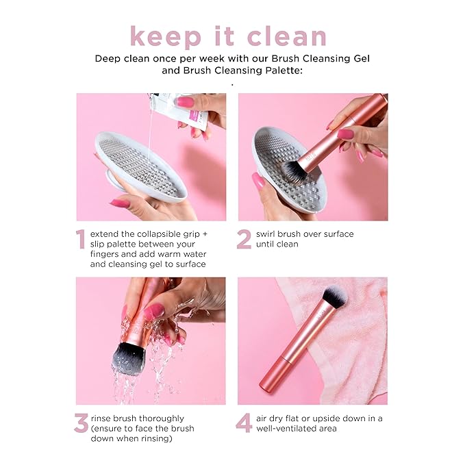 Real Techniques Cover & Conceal Dual Ended 2-in-1 Makeup Brush, For Flawless Foundation Coverage, Smooths and Conceals, Covers Blemishes and Imperfections, Flawless Results, Orange, 1 Count