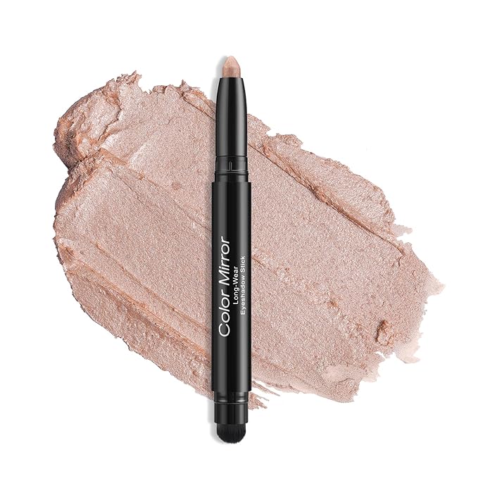 Longwear Cream Eye Shadow Sticks(01 Baby Pink Shimmer),Smudge-Proof, Waterproof Eyeshadow,Silky Formula Glitter With Makeup Brush,Light Pink Sheer Shimmer