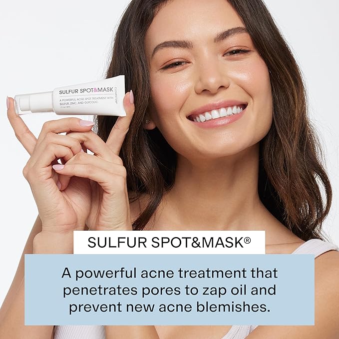 CLEARSTEM SULFUR SPOT&MASK Face Mask for Acne - Sulfur Spot Cleanser Facial Mask - Weekly Acne Face Mask for Clear & Smooth Skin - Made with Kaolin Clay & Glycolic to Reduce Blackheads & Blemishes