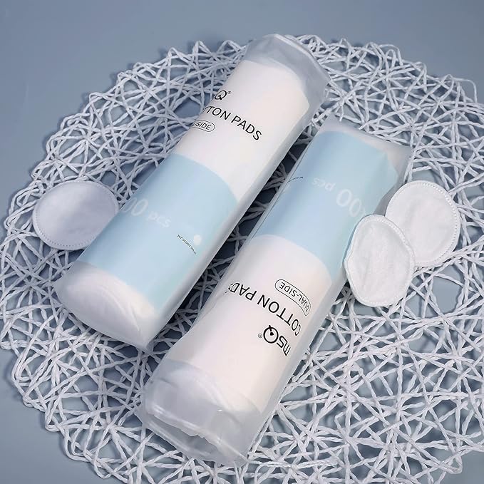 MSQ Cotton Rounds (300 Count), Makeup Remover Pads, Face Cotton Pads, Facial Cleansing Round Cotton Pads, Lint-Free