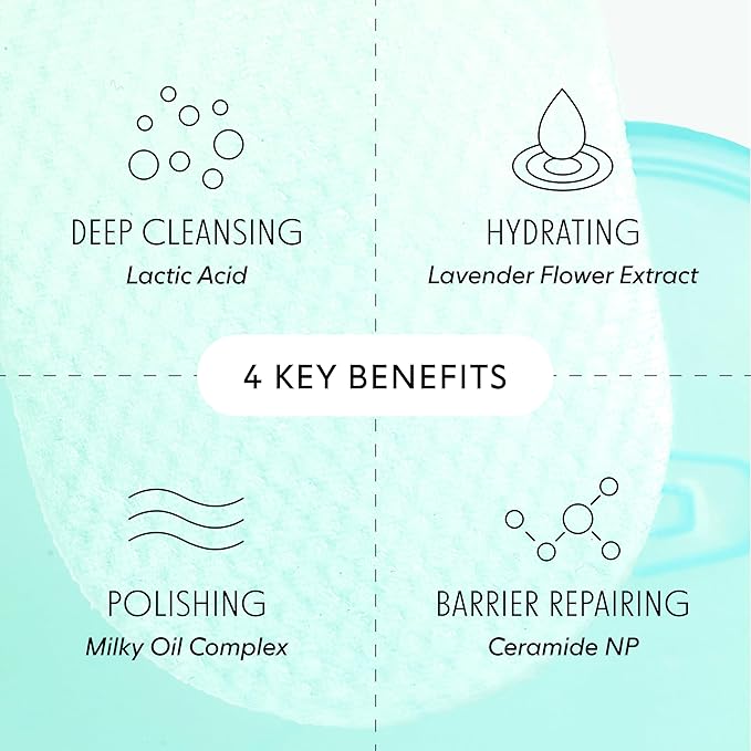 LOOPS Milky Cleanser - Deep Cleansing and Hydrating Skin Care - Pre-soaked Bamboo Pad - Facial Wash with Milky Oil Complex - Oil Cleanser for Face - Face Wash for Women - Facial Cleansing Pads
