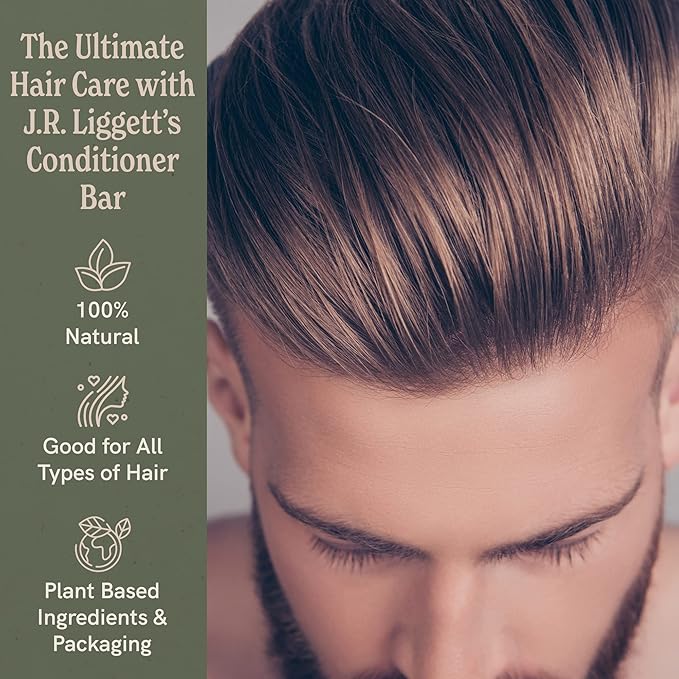 J·R·LIGGETT'S Hair Conditioner Bar, Moisturizing Conditioner Hair Bar that Leaves Hair Smooth & Tangle Free, Gives Hair a Healthy Sheen, Plant Based Ingredients, 2 Pack 1.75oz