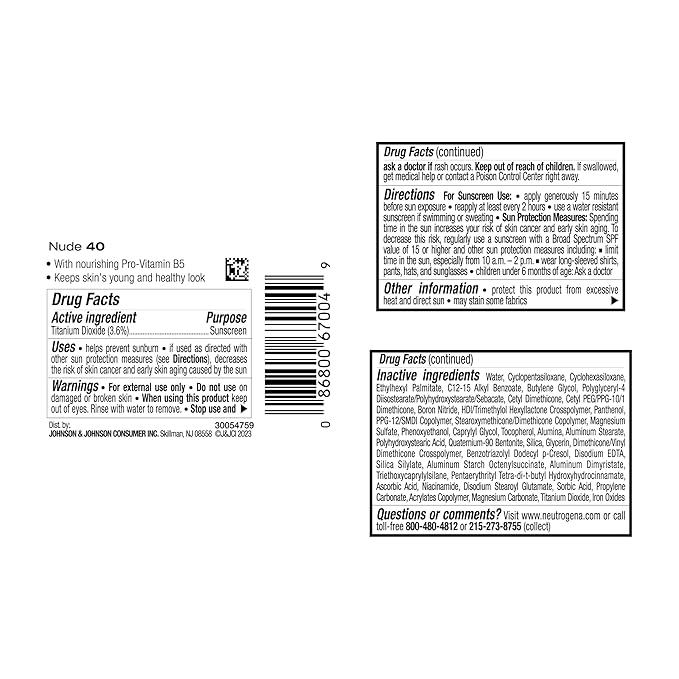 Neutrogena Healthy Skin Liquid Makeup Foundation with Broad Spectrum SPF 20 Sunscreen, Medium Coverage Foundation with Nourishing Pro-Vitamin B5, Nude 40, 1 fl. oz