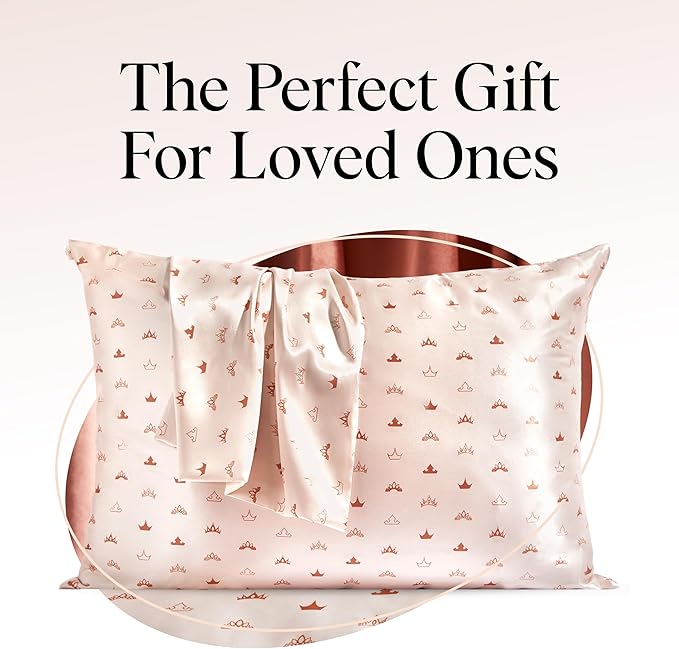 Kitsch & Disney Desert Crown Satin Pillowcase with Zipper for Hair & Skin, Softer Than Silk Pillow Cases Queen, Wrinkle-Free, Smooth and Cooling Satin Pillow Covers, Queen/Standard Size (19"x26")