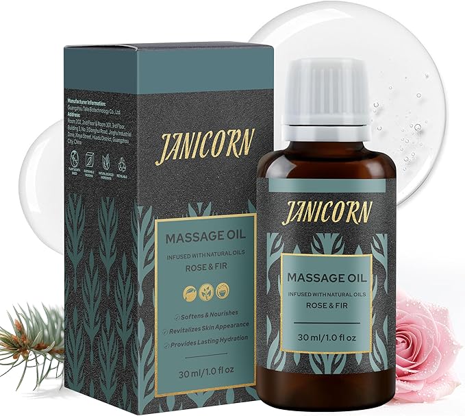 Rose & Fir Aromatherapy Oil for Face & Body Massage – Lightweight Botanical Blend for Hydrating & Nourishing Care, Forest Rose Aroma for Uplifting and Centering Self-Care, 1 fl oz / 30 ml