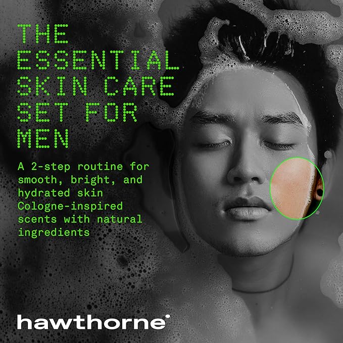Hawthorne Everyday Men’s Skin Care Kit. Men’s Facial Care Kit with Face Wash Cleanser and Face Moisturizer Daily Face Routine For Men. Natural, Non-Toxic, Paraben Free, Phthalate Free. 4 Fl. Oz. Each.