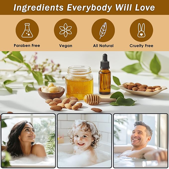 Spa Gift Baskets For Women - Luxury Bath Set With Honey & Almond - Spa Kit Includes Body Wash, Bubble Bath, Lotion, Bath Salts, Body Scrub, Body Spray, Shower Puff, and Towel