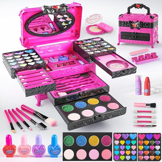Kids Makeup Kit for Girl - 66Pcs Kids Washable Makeup Kits, Real Makeup Girls Toys Girl Makeup Sets for Toddler Kid Children Christmas Birthday Gifts Toys for 3 4 5 6 7 8 9 10 11 12 Year Old
