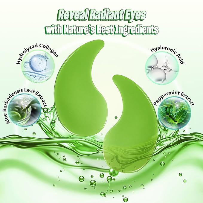 Aloe Under Eye Patches - 60 Pack for Puffy Eyes, Dark Circles, Bags, Wrinkles & Anti-Aging with Hydrolyzed Collagen & Hyaluronic Acid