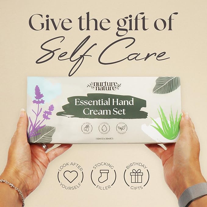 Hand Cream Gift Set from Nurture by Nature, 5pcs, Mothers Day Gifts, Hand Lotion Travel Size, Enriched with 6% Shea Butter & Glycerin, Hand Cream for Women, Dry Skin, Hand Lotion Gift Set for Women