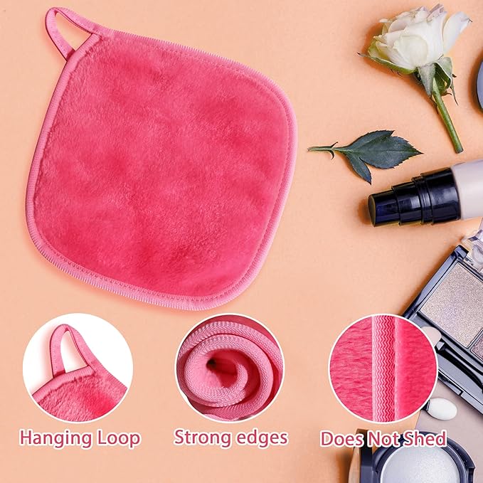 Makeup Remover Cloth, 6" x 6" Make Up Towels Reusable Face Cloth for Washing Face, Makeup Remover Pads Microfiber Face Washcloth with Mesh Bag, Just Water, 12 Pack