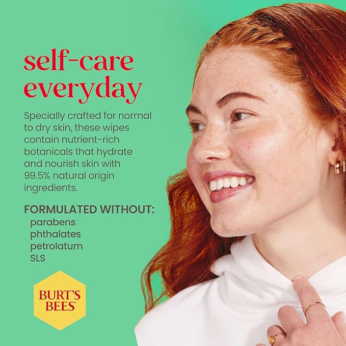 Burt's Bees Cucumber & Mint Face Wipes, for All Skin Types, Refreshing Makeup Remover & Facial Cleansing Towelettes, 30 Ct. (3-Pack)