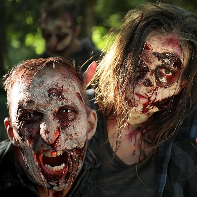 Halloween Zombie Makeup, Complete Zombie SFX Makeup Kit Set with Face Paint, Liquid Latex, Scar Wax & Fake Blood for Special Effects Make Up, Costume Cosplay Stage & Movie