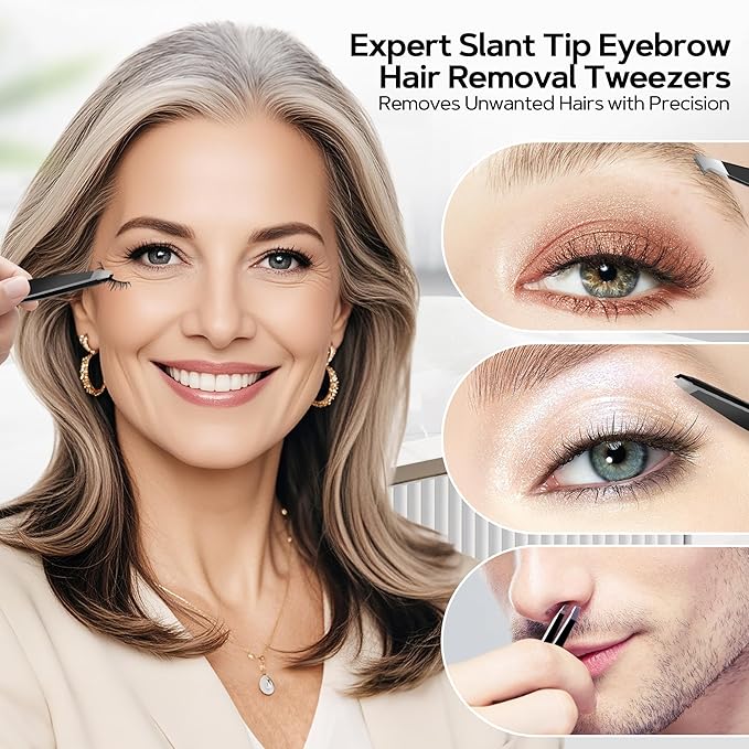 MIYADIVA Magnifying Mirror Set, 20x&30x&40x Suction Cup Makeup Mirror, 2 Tweezers & Storage Bag, 3.5 Inch Compact Mirror for Travel, Bathroom, Home, Gifts for Women