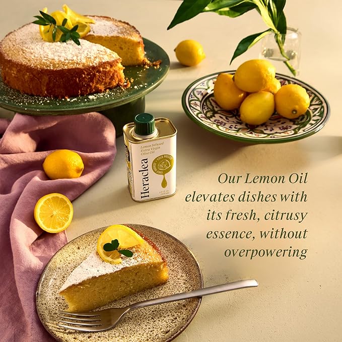 Heraclea - Lemon Infused - Extra Virgin Olive Oil - Organic Olive Oil - Extra Virgin - Cold Pressed - Polyphenol Rich EVOO - 5.9oz Bottle