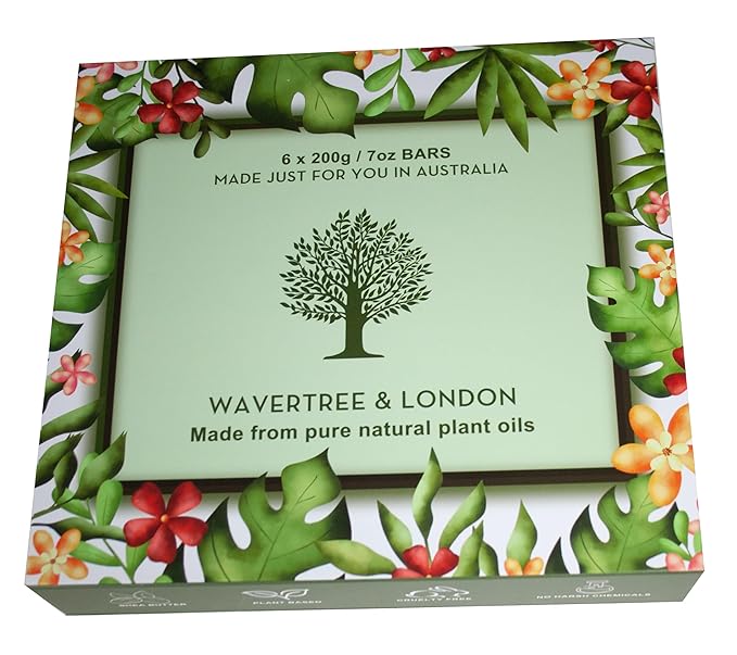 Wavertree & London Natural Soap Bars Gift Set (Set of 6), 7 Oz Assorted Scented Bar Soap Gift Box for Women & Men, Moisturizing & Pure Triple Milled Luxury Bath Soap Bars enriched with Shea Butter