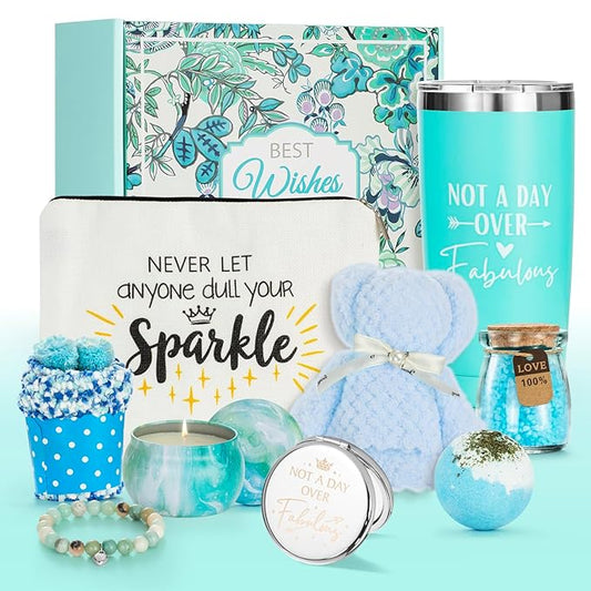 9PCS Relaxing Spa Gifts Basket Set for Women Blue Ocean, Self Care Gifts Mother Day's Gifts Idea for Birthday Gifts, Best Friends Sister Wife Girlfriend Coworker Teacher Employee