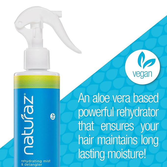Rehydrating Mist Detangler Spray – Leave-In Conditioner with Aloe Vera for Dry, Curly, Coily, Matted or Damaged Hair – Moisturizing, Vegan Formula for Women, Men & Kids – 8 fl oz