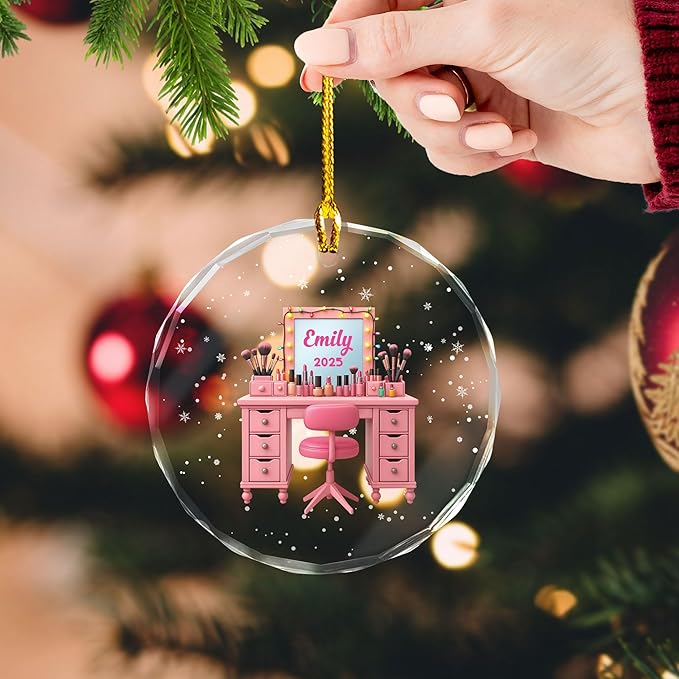 Personalized Makeup Tools Christmas Ornament 2025, Makeup Box Christmas Ornament Gift for Makeup Artist, Christmas Tree Decor for Makeup Shop, Gift for New Makeup Coworkers (Makeup 3)