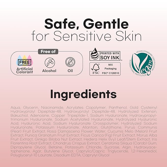 Glassy Hydrogel Face Mask for Glow and Dewy Skin, Deep Hydration, Vegan Collagen, Makeup Prep, Pore Tightening, Firming, Moisturizing, Elasticity, Overnight Korean Skin Care 1.19oz x 4ea