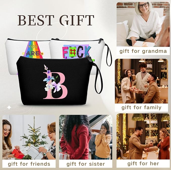 SEAMOON Women Birthday Unique Maid of Honor Friendship Gifts for Women Sister Bridesmaid Bride Personalized Travel Makeup Cosmetic Bag with Mirror Valentines Mothers Day Christmas Graduation B