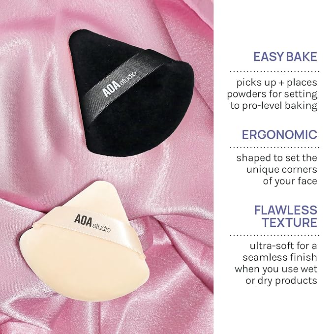 AOA Studio Velvet Puffs Makeup Puff Set of 6 Loose Powder Body Powder, Velour Makeup Blender Sponge Foundation Blending Sponges Set Beauty Makeup Tools(Black/Peach)