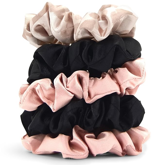 Kitsch Satin Scrunchies for Women - Softer Than Silk Scrunchies | Hair Ties No Damage for Frizz-Free Sleep | Perfect for Day or Night Hair Accessories | Ideal Gifts for Women - Assorted, 5pcs