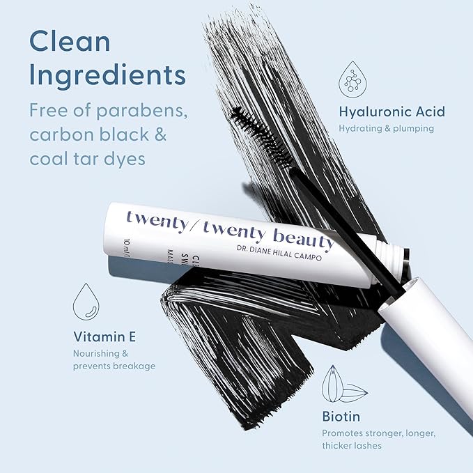 Clean Sweep Mascara – Hypoallergenic Mascara For Stronger Longer Lashes – Ophthalmologist Developed - Nourishing, Gentle & Safe for Sensitive Skin - Vegan, Cruelty-Free, Clean Ingredients