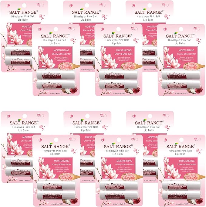 Salt Range Lip Balm with Cherry & Shea Butter – Hydrating and Soothing Lip Moisturizer for Deep Nourishment, Organic Chapstick, 12-Count Pack (24 Pieces) for Soft Lips