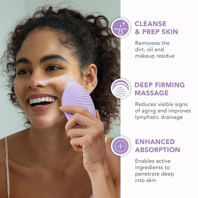 FOREO Deep & Gentle LUNA 4 Sensitive Bundle - Facial Cleansing Brush for Sensitive Skin + LUNA Micro-Foam Face Cleanser 2.0, 3.4 oz - Deep Cleansing and Firming Silicone Face Massager Beauty Set