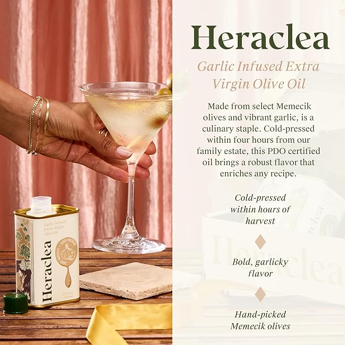 Heraclea - Aegean Flavors Gift Box - Infused Olive Oils Gift Set - Four 5.9oz Bottles - Extra Virgin Olive Oil - Organic Olive Oil - Extra Virgin - Cold Pressed - Polyphenol Rich EVOO