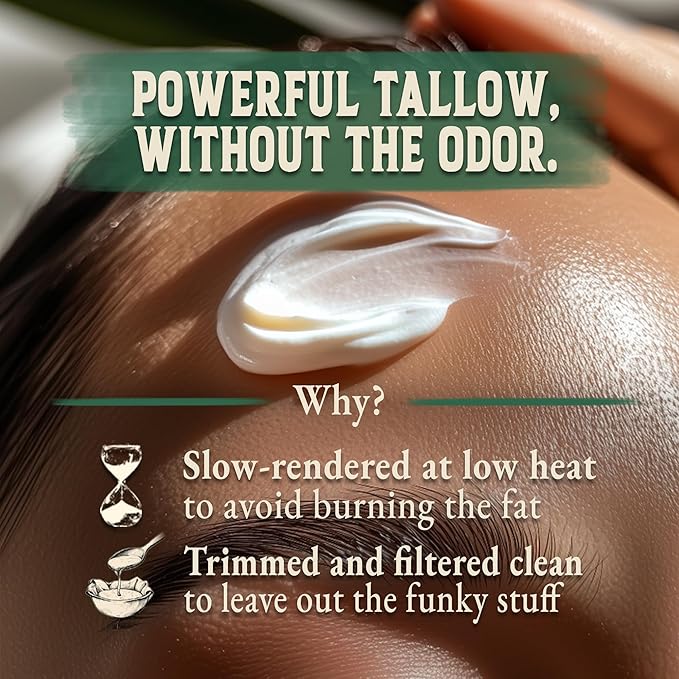 Organic Beef Tallow for Skin - 4 OZ (Eucalyptus) — Grass Fed Beef Tallow for face + Body — US-Made Whipped Tallow and Honey Balm Moisturizer for Dry and Sensitive Skin, Eczema, Rosacea (No Additives)