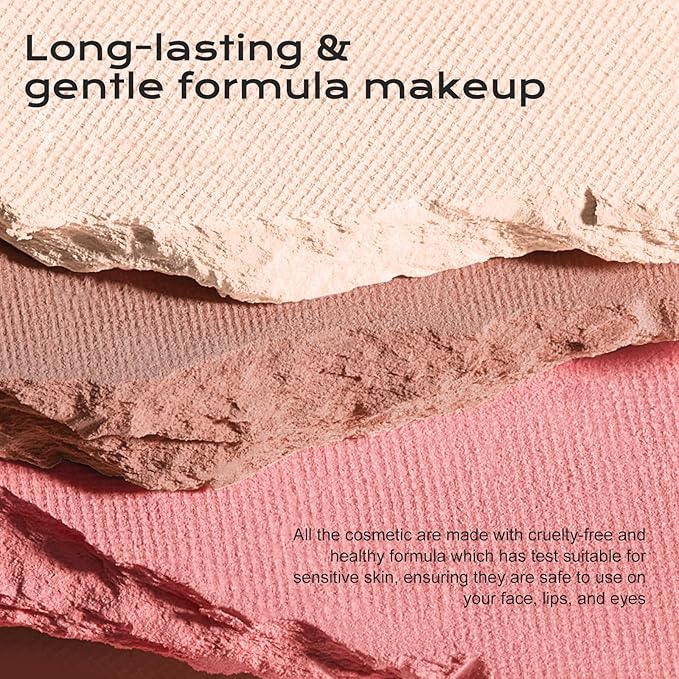 Color Nymph 3 Colors Contour Blush Highlighter Makeup Palette | 3-IN-1 Multi-Colored Shimmer & Matte Long-Lasting Travel-Friendly Make up Kit, Includes Brush & Mirror | Stacked Makeup Design (Purple)