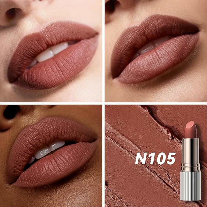 MAANGE Lipstick, Matte Lipstick Long Lasting Transfer-Proof Waterproof & Hydrating Lip Makeup, Full Coverage for a Nourishing Pout,1 Count-N105
