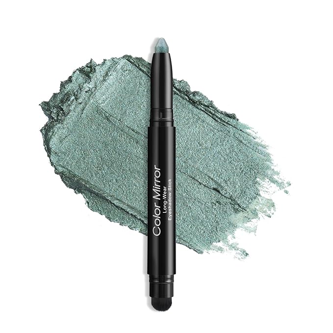 Cream Waterproof Hypoallergenic Eyeshadow Stick, long wear Metallic Glitter Matte Eye Shadow Pencil With Makeup Brush, Eye Brightener, 58 Avocado Metallic