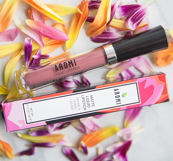 Aromi Matte Liquid Lipstick | Long-Lasting, Dusty Rose Lip Color, Waterproof, Rosy Nude Shade, Vegan Makeup, Cruelty-free (Berry Nude)
