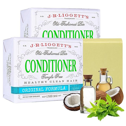 J·R·LIGGETT'S Hair Conditioner Bar, Moisturizing Conditioner Hair Bar that Leaves Hair Smooth & Tangle Free, Gives Hair a Healthy Sheen, Plant Based Ingredients, 2 Pack 1.75oz