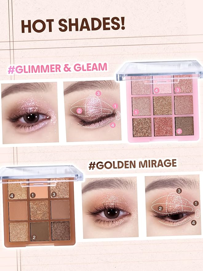 SHEGLAM Eyeshadow Palette 9-Color Ultra-pigmented Shimmer & Matte Shades, Vegan & Cruelty-free-Just Blushed