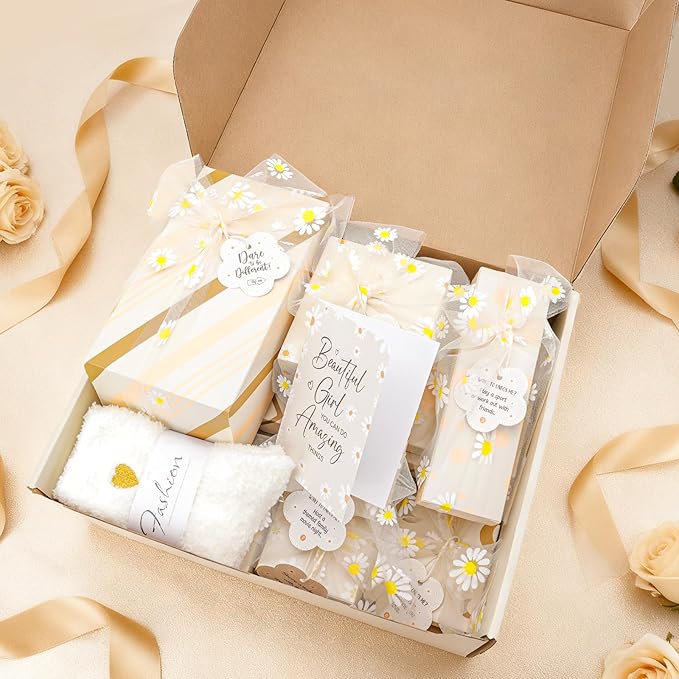 Set of 9 Individually Wrapped Teen Girl Gifts Trendy Stuff, Cute & Practical, Christmas/Birthday Gift for Granddaughter Daughter Niece Ages 8-16, with Empowering Tasks(Cream)