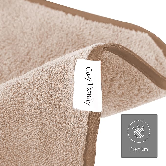 Cosy Family 10 Pack Makeup Remover Wash Cloths - Soft Microfiber Fingertip Facial Cleansing Cloths for Hand and Make Up, 12 x 12 in, Brown