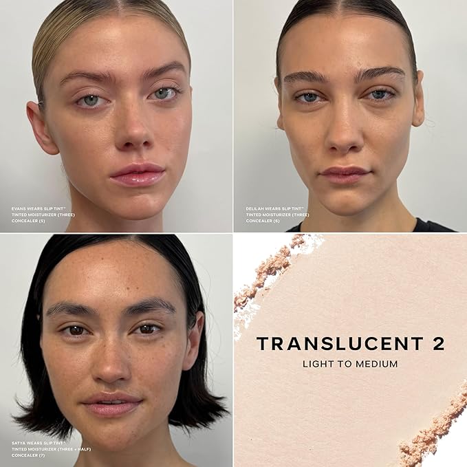 Saie Slip Tint Baked Setting Powder - Translucent Powder for Face Makeup with a Natural-Radiant Finish - Blurs, Brightens & Smooths Complexion - Translucent 2 - Light to Medium (0.24 oz)