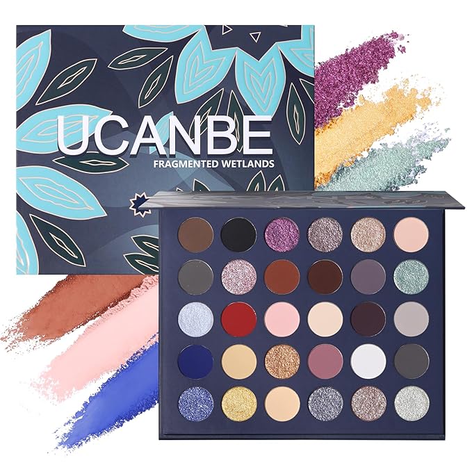 UCANBE 30 Color Eyeshadow Makeup Palette – Dark, Earthy & Bold Tones Eye Shadow with Matte Glitter Metallic Finishes– Highly Pigmented, Long-Lasting Make Up Pallet for Smoky, Glam, and Everyday Looks