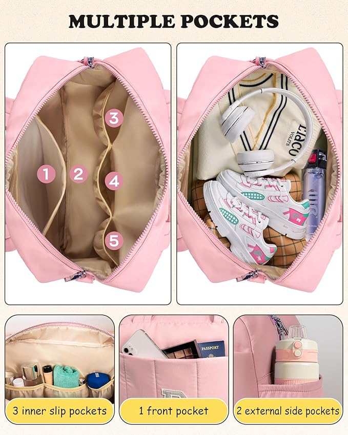 10 Year Old Girl Birthday Gifts-Duffle Bag, Weekender Bags for Women，Initial Overnight Bag with Wet Pocket，Travel Bags Personalized Gym Tote with Makeup Pouch, Girl Gifts Trendy Stuff