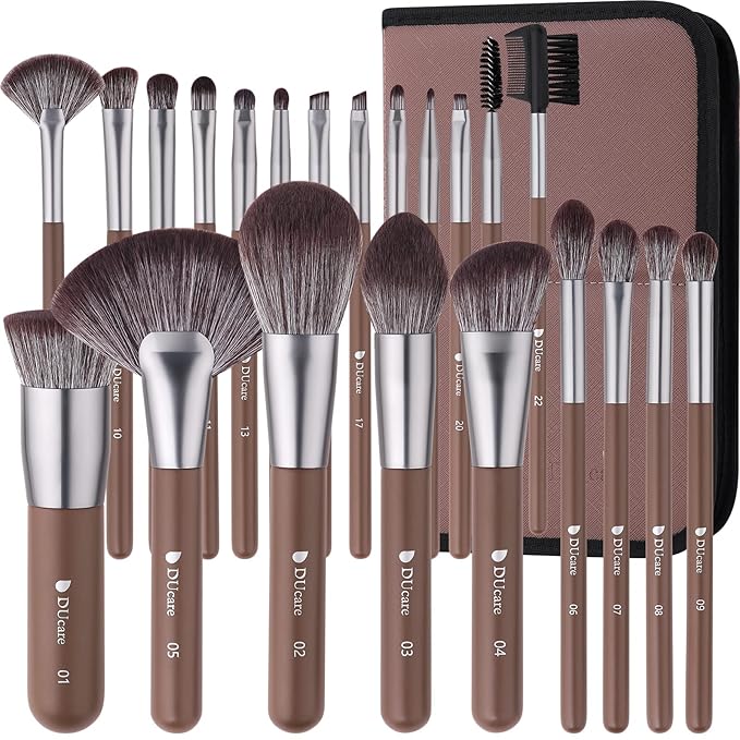 DUcare Makeup Brushes Professional with Bag 22Pcs Makeup Brush Set Premium Synthetic Kabuki Foundation Blending Brush Face Powder Blush Concealers Eye Shadows with Case